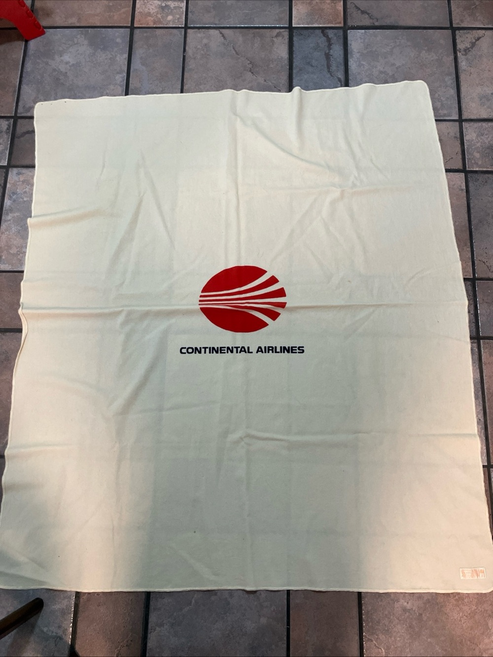 Pendleton Cream Blanket with Red Continental Airlines Logo